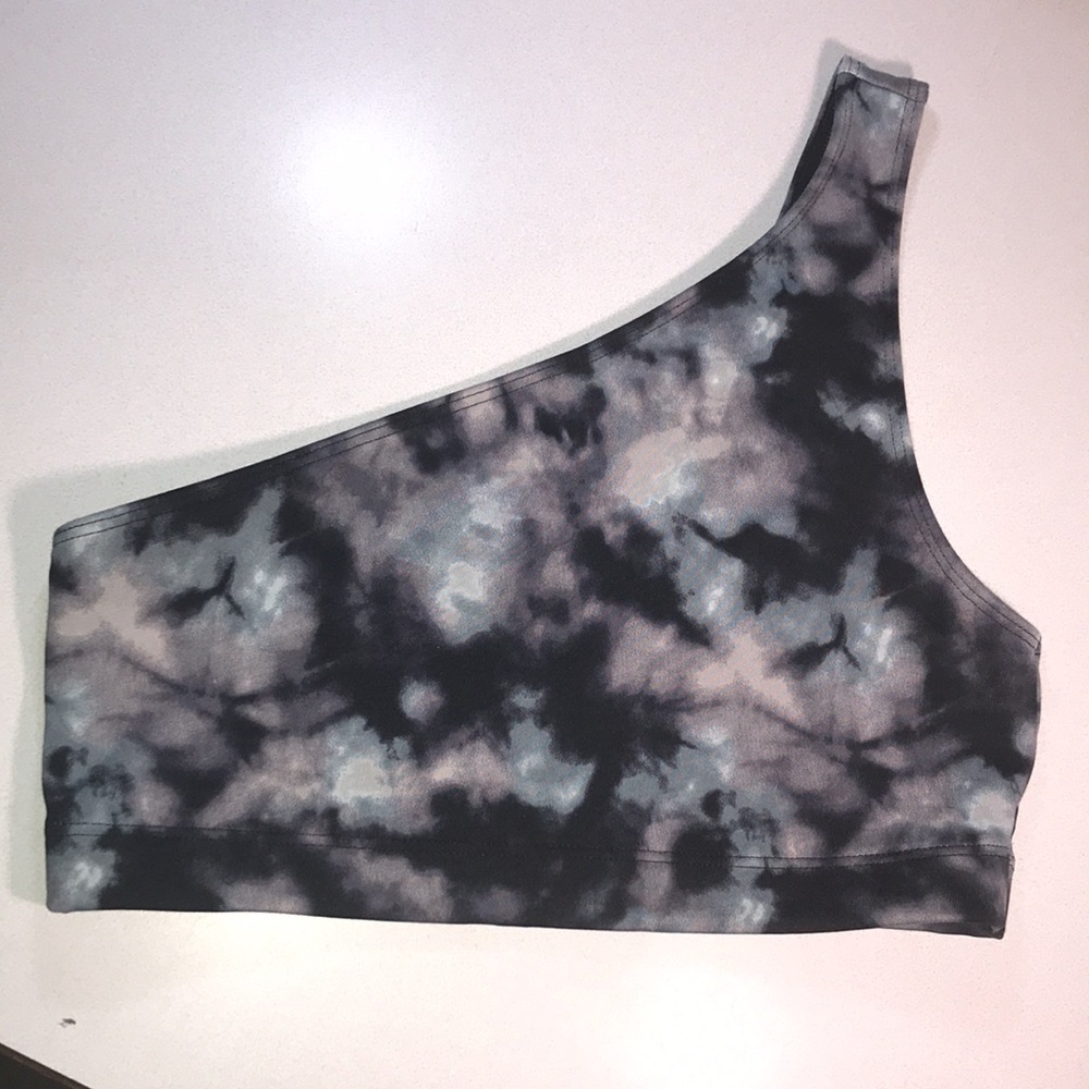 NWOT sports bra one shoulder bikini top VS Pink the die marble gym to sw…